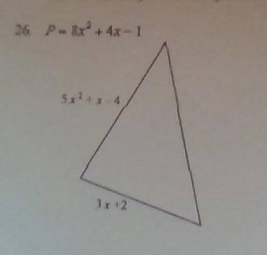 The measure of two sides of a triangle are given. If P is the perimeter, find the measure of the th