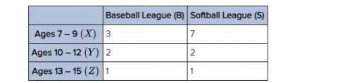 The table shows the number of championships won by the baseball and softball leagues of three youth