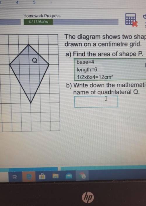 I need help with this question

The diagram shows two shapesdrawn on a centimetre grid.(I already
