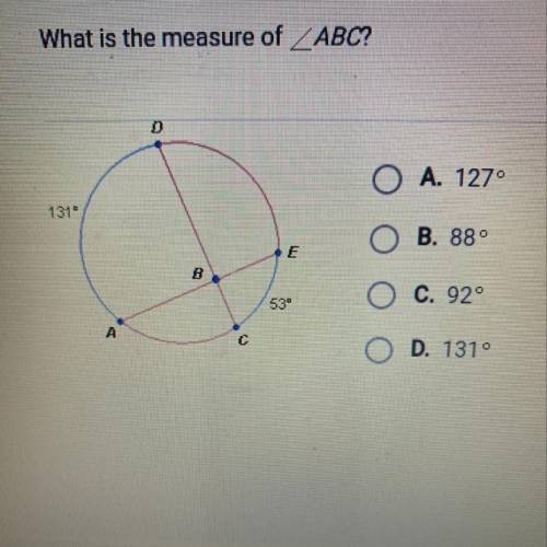 What is the measure of angle ABC? Please answer quickly!