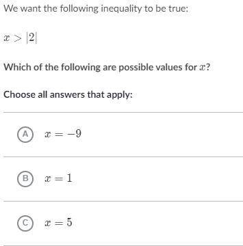Which of the following are possible values for x?