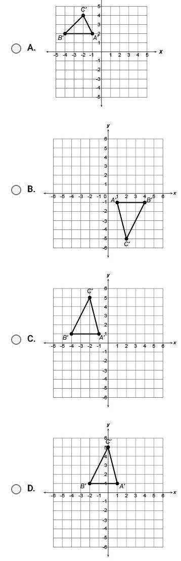Which triangle results from a reflection across the line x = 1?