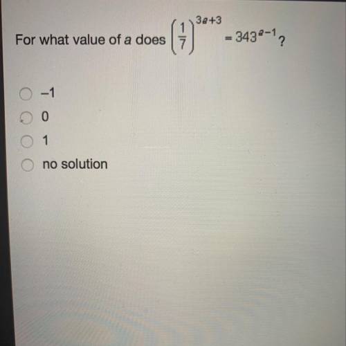 For what value of a does
(9) ***
= 3438-1
-1
0
1
no solution