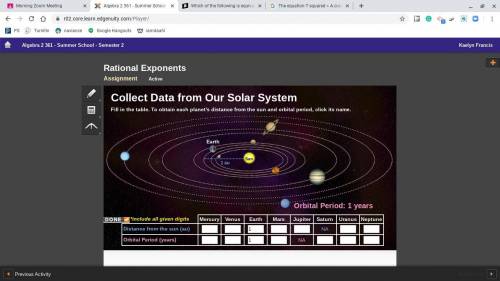 Radical exponents.... solar system