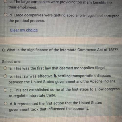 Q: What is the significance of the Interstate Commerce Act of 1887?