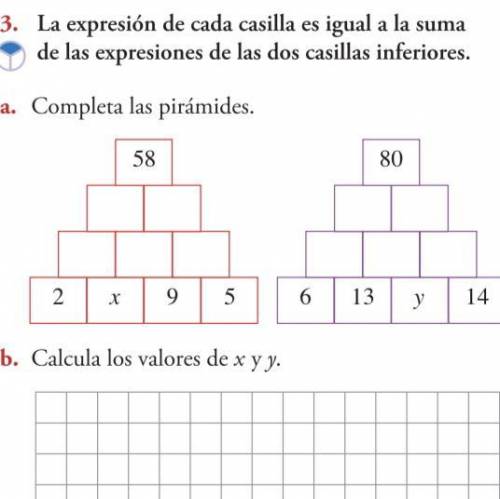 3. La expresión de cada casilla es igual a la suma

de las expresiones de las dos casillas inferio