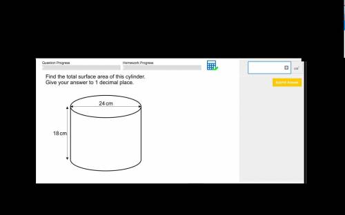 Find the total surface area of this cylinder. Give your answer to one decimal place PLEASE HELP THA