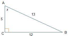 Which equation can be used to find the measure of angle BAC? A.) inverse tan (5/12) B.) inverse cos