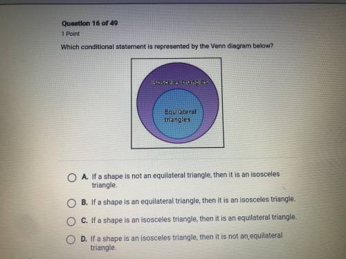 Which conditional statement is represented by the Venn diagram below?