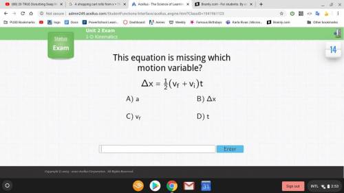 This equation is missing which motion variable?
