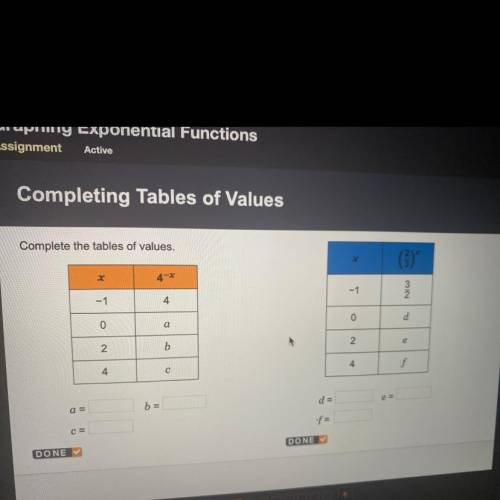 Compare the table of values