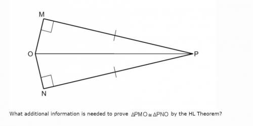 What additional information is needed to prove PMO is congruent to PNO by the HL Theorem?