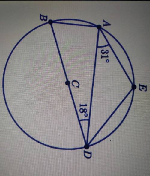 2. Below is a circle with centre C. A, B, D, and E

are points on the circumference. BD is a diame