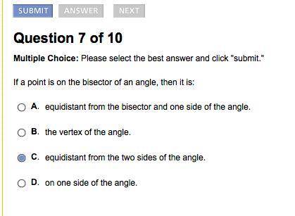 What's a bisector again? I think it's C...