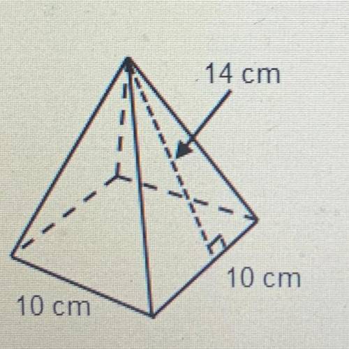 What is the total surface area of the square pyramid below?
10 14 10 plz help:(