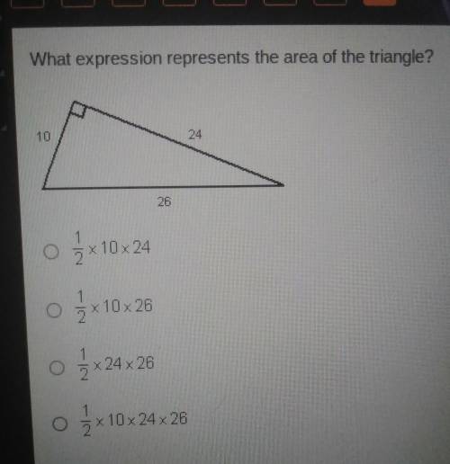 What expression represents the area of the triangle