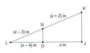 Which value of x would make Line segment N O is parallel to line segment K J?

A) 1 B) 6 C) 8 D) 1