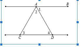 Given: Triangle ACD is isosceles; <1 is congruent to <3 Prove: Segment AB || Segment CD