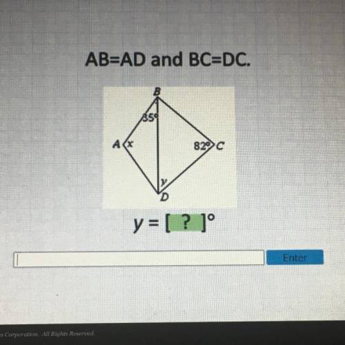 Ab= AD and BC=DC
Y=?