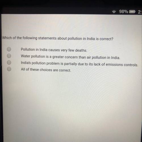 Which of the following statements about pollution in India is correct?