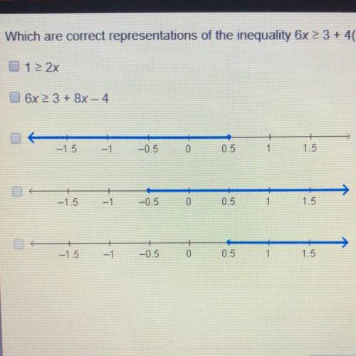 Help help help fast please help I need help

Which are correct representations of the inequality 6