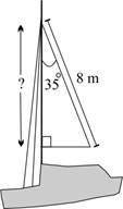 The sail of a boat is in the shape of a right triangle, as shown below: The sail of a boat is a rig