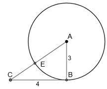 BC is tangent to circle A. Determine the length of AC . ANSWERS: 1) 3 2) 4 3) 5 4) 6