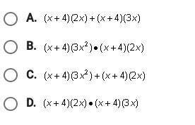 Which of the following is equivalent to (x+4)(3x^2+2x)?