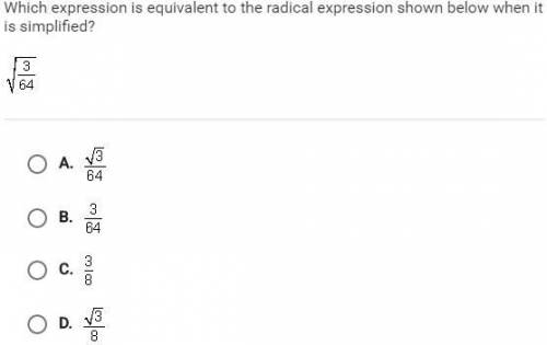 Which expressions is equivalent to the radical expression shown below when it is simplified? Please