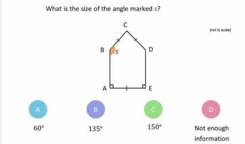 PLEASE HELP MEWhat is the size of the angle marked s?