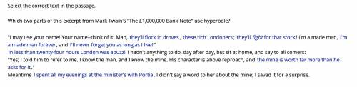 Which two parts of this excerpt from Mark Twain's The £1,000,000 Bank-Note use hyperbole?