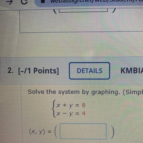 Solve the system by graphing (Simplify your answer completely.)

Will someone please help me with