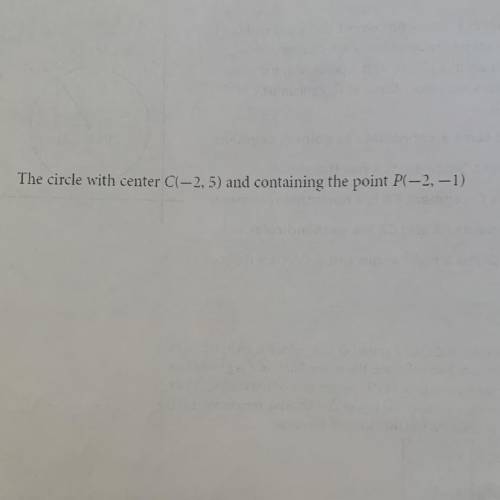 Write the equation of the circle

The circle with center C(-2,5) and containing the point P(-2, -1