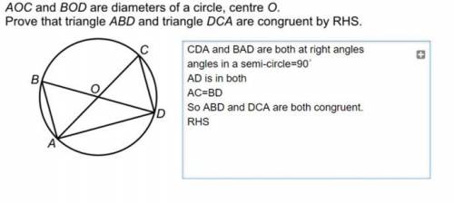 PLEASE HELP!! AOC and BOD are diameters of a circle, centre O. Prove that triangle ABD and triangle