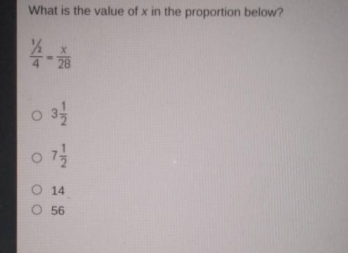 What is the value of x in the proportion below?