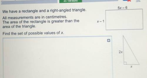 We have a rectangle and a right-angled triangle.

All measurements are in centimetres.The area of