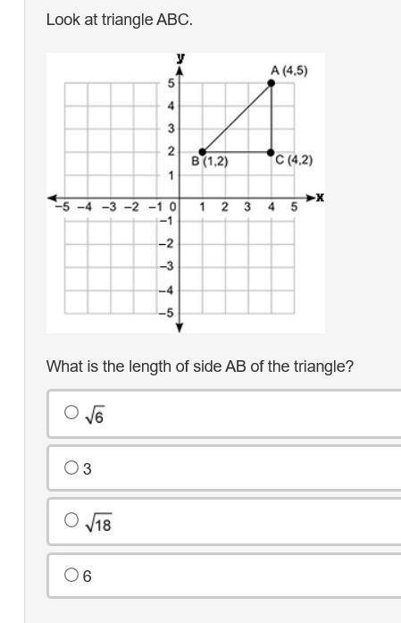 Look at triangle ABC. What is the length of side AB of the triangle? Image down below :)