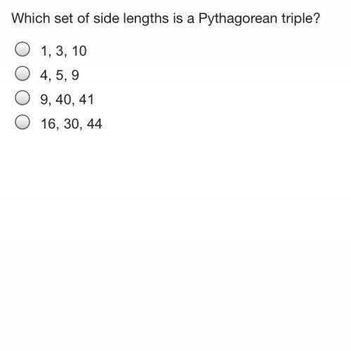 Which set of side lengths is a Pythagorean triple?