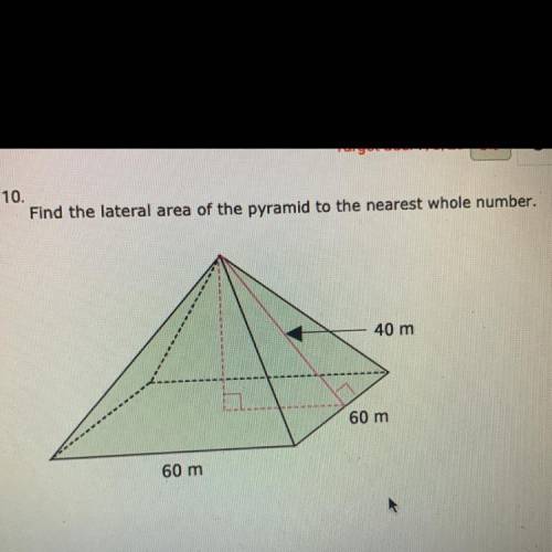 Find the lateral area of the pyramid to the nearest whole number.