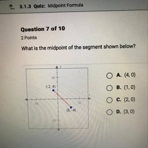 What is the midpoint of the segment shown below