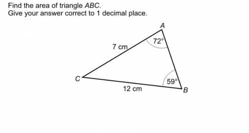 Find the area of triangle ABC. Give your answer to 1 decimal place. Sine rule.