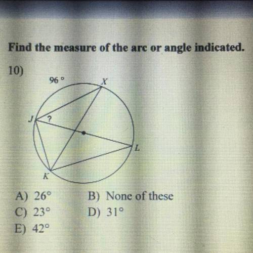 Find measure of arc or angle indicated