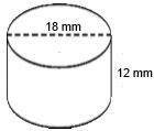 What is the volume of the cylinder below? A cylinder with a height of 12 millimeters and diameter o