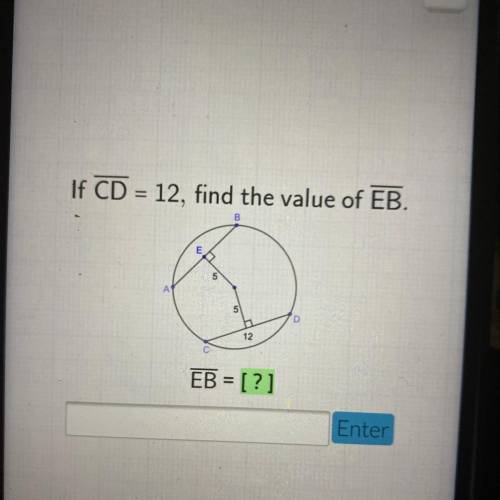 If CD = 12, find the value of EB.