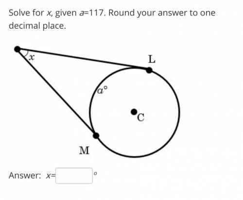 Solve for x, given a=117. Round your answer to one decimal place.