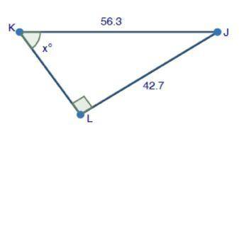 PLEASE HELP use trigonometry to solve for a missing angle x of the right triangle
