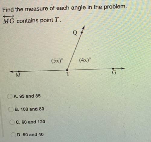 Find the measure of each angle in the problem.