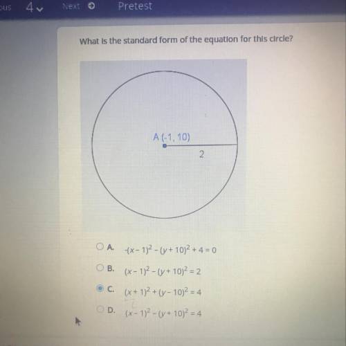 What is the standard form of the equation for this circle?