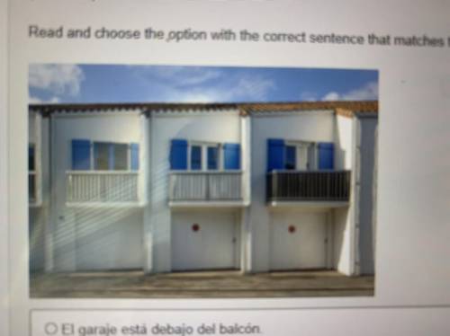 Read and choose the option with the correct sentence that matches the image.

O El garaje está deb