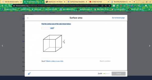 Find the surface area of the cube shown below. 1/2